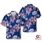 4th Of July Tee Hawaiian Shirt With Balloons Men Fun Patriotic Summer Wear