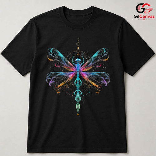 Abstract Dragonfly Nature T-Shirt Colorful Bug Lover Unisex Graphic Apparel Tee