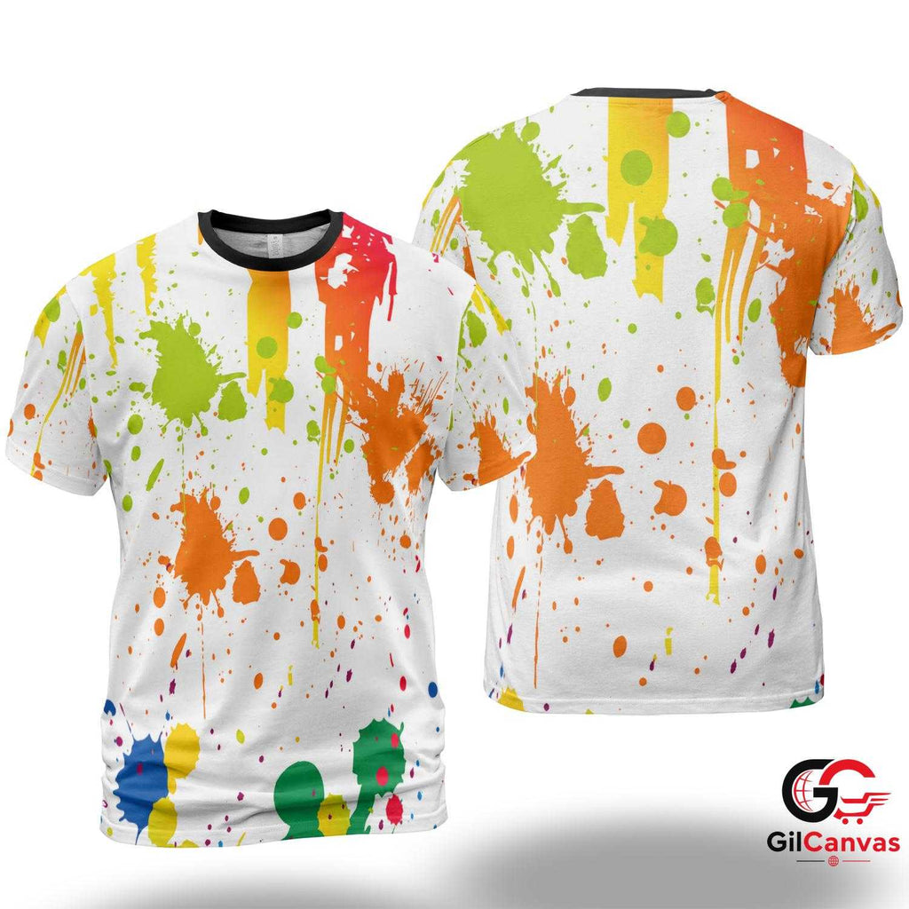 Abstract Paint Art 3D T-Shirt, Vibrant Unisex Festival Graphic Tee Gift Streetwear