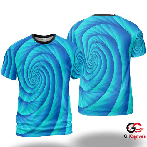 Abstract Spiral Art 3D T-Shirt, Unique Unisex Artist Graphic Tee For Summer