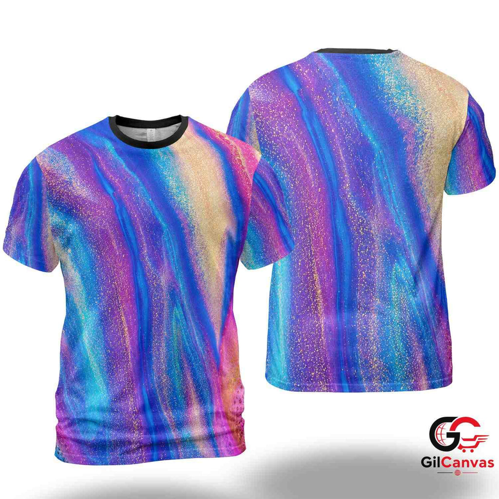 Abstract Waves 3D T-Shirt, Colorful Unisex Summer Graphic Tee For Casual Wear