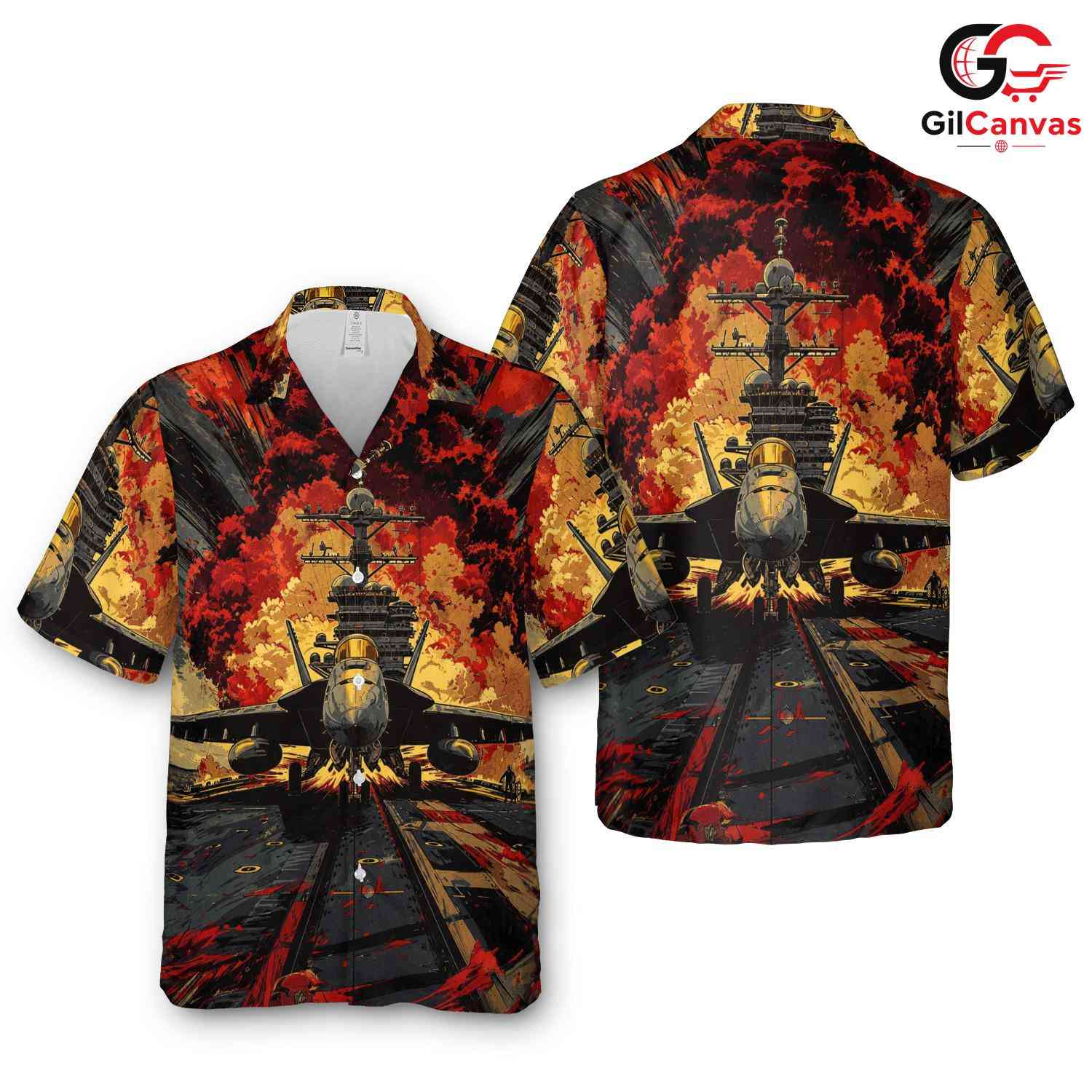 Airplane Graphic Hawaiian Tee, Casual Attire for Men Summer Beach Parties