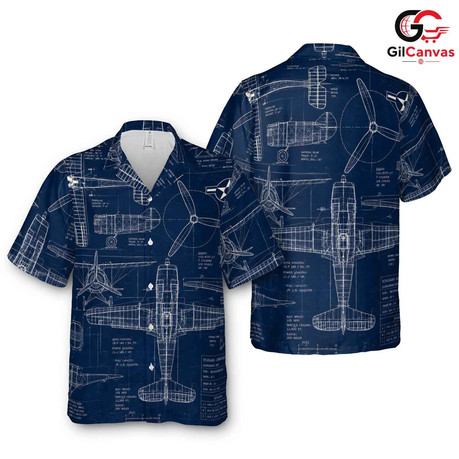 Airplane Print Hawaiian Shirt, Perfect Men Beach Vacation Summer Events