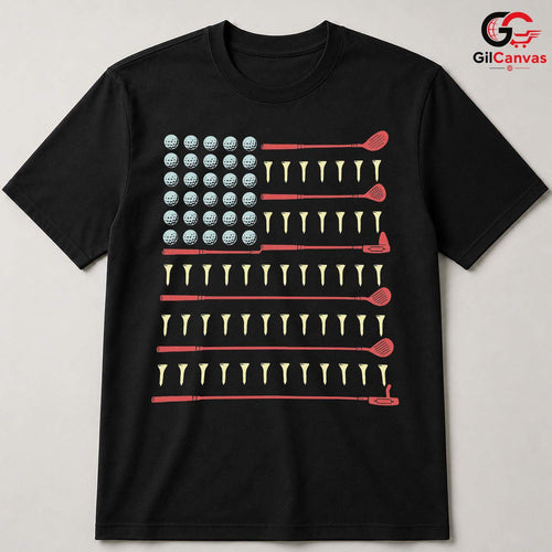 American Flag Golf T-Shirt Fourth Of July Patriot Unisex Golfer Graphic Apparel