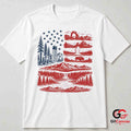 American Flag Nature Park T-Shirt Patriotic Wilderness Unisex Graphic Apparel Tee