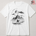 Ancient Alien Pyramid UFO T-Shirt Desert Camel Sci Fi Unisex Graphic Apparel Tee