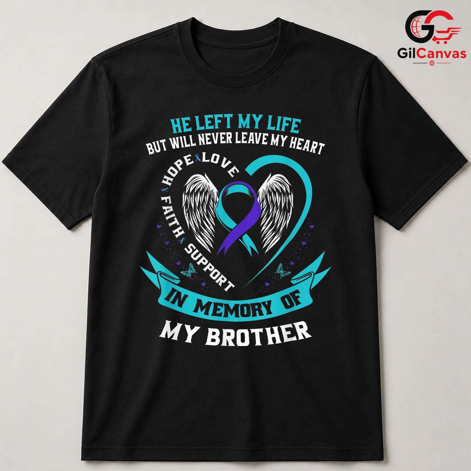 Angel Wings Heart Grieving Tee Unisex Brother Memorial Support Love Gift Tee