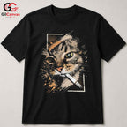 Artistic Cool Cat T-Shirt Men Women Casual Wear Feline Style Graphic Apparel