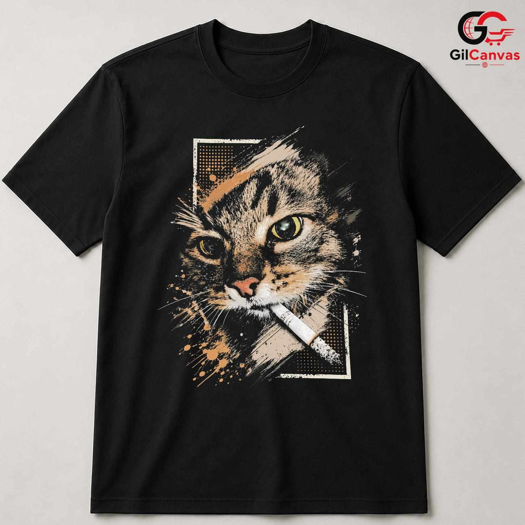 Artistic Cool Cat T-Shirt Men Women Casual Wear Feline Style Graphic Apparel
