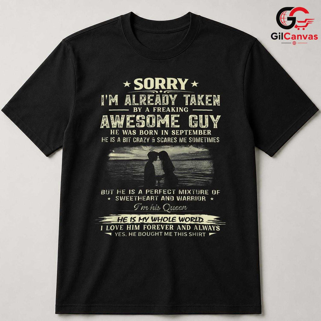 Awesome Guy September Tee Shirt Unisex Perfect Birthday Couples Gift For Him