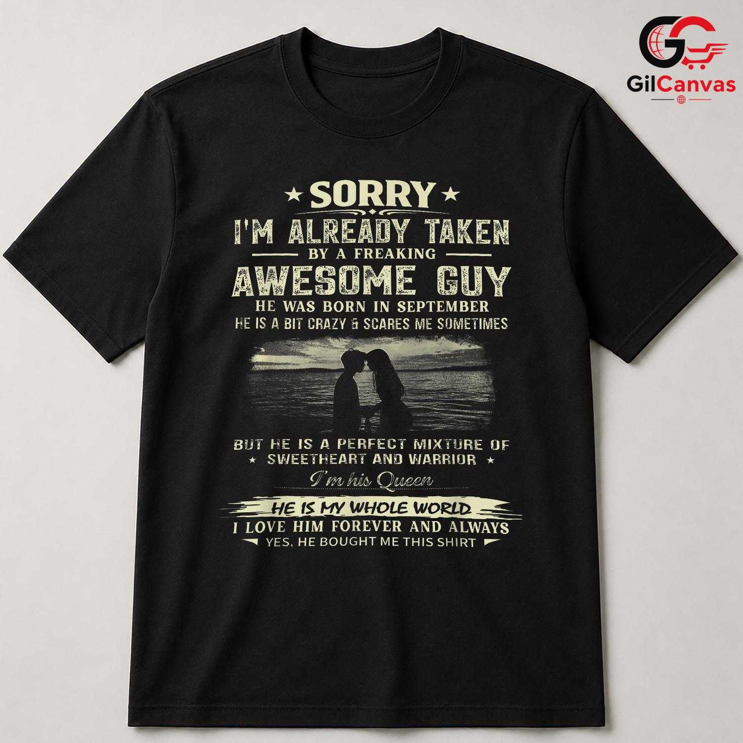 Awesome Guy September Tee Shirt Unisex Perfect Birthday Couples Gift For Him