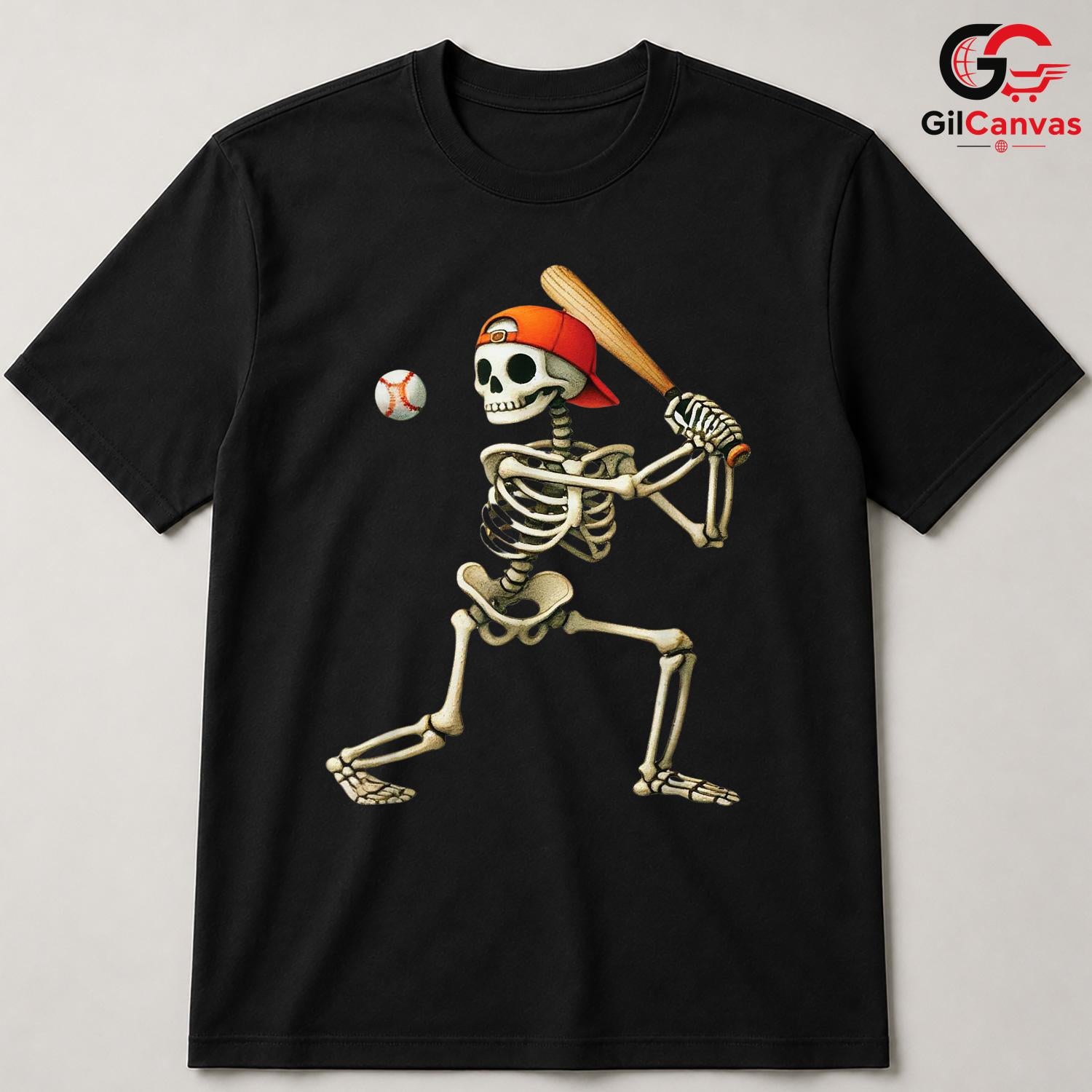 Baseball Skeleton Batter T-Shirt Unisex Funny Spooky Sports Fan Event Gift
