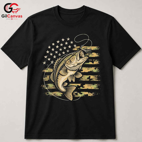 Bass Fishing Graphic T-Shirt Fathers Day Angler Outdoor Sport Unisex Apparel