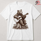 Bear Playing Guitar T-Shirt Forest Animal Acoustic Music Unisex Nature Gift Tee