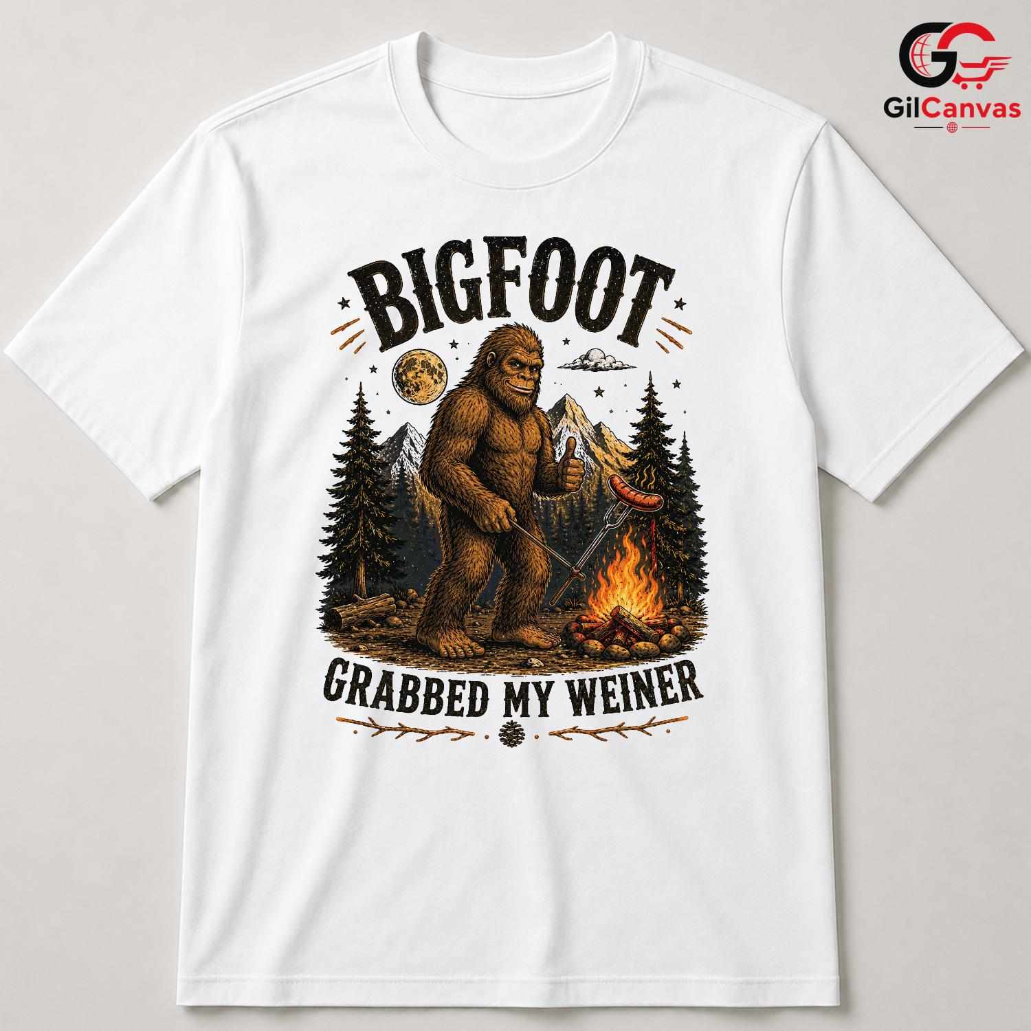 Bigfoot Camping T-Shirt Funny Outdoor Adventure Graphic Design Unisex Apparel