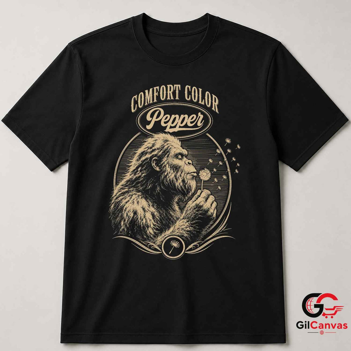 Bigfoot Dandelion Wish T-Shirt Cryptid Wilderness Art Unisex Graphic Apparel Tee