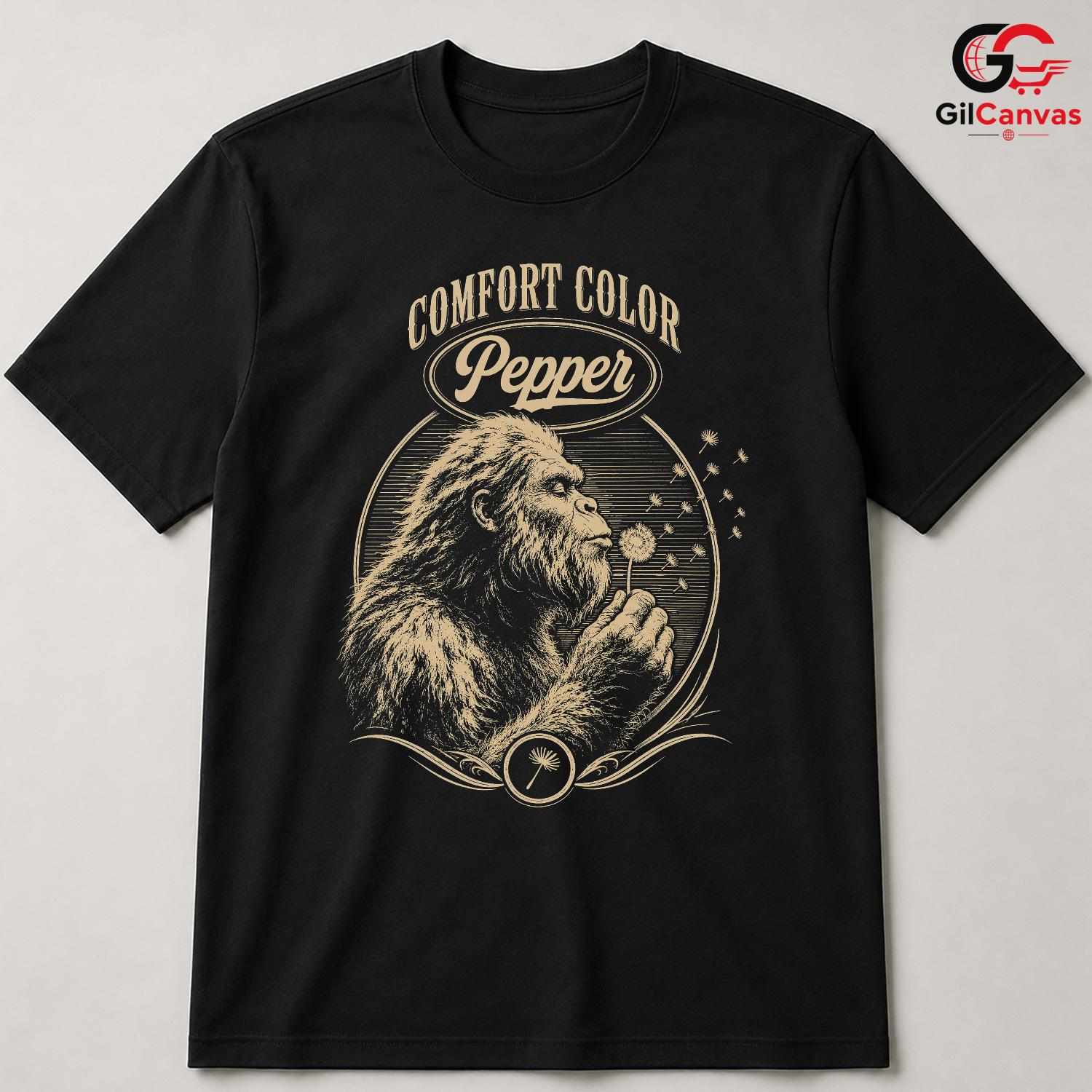 Bigfoot Dandelion Wish T-Shirt Cryptid Wilderness Art Unisex Graphic Apparel Tee