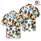 Bigfoot Print Hawaiian Shirt, Adventure Theme Men Apparel Summer Parties