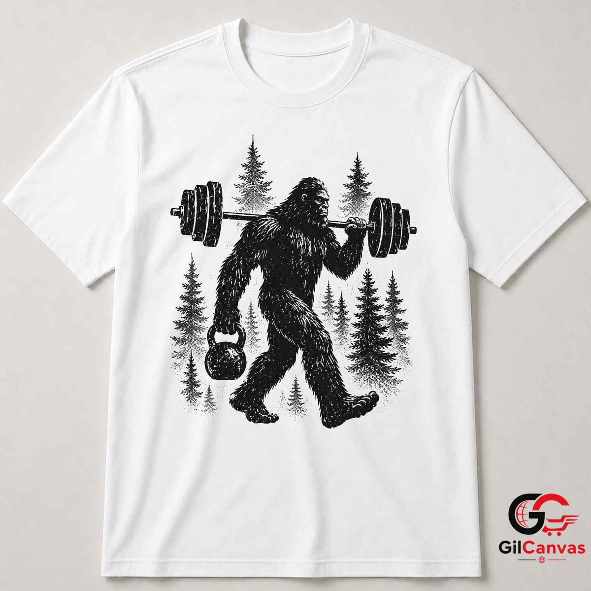 Bigfoot Weightlifting T-Shirt Gym Workout Sasquatch Unisex Fitness Graphic Tee