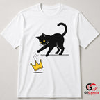 Black Cat Crown Graphic T-Shirt Cute Feline Lover Fun Unisex Casual Apparel