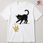 Black Cat Crown Graphic T-Shirt Cute Feline Lover Fun Unisex Casual Apparel