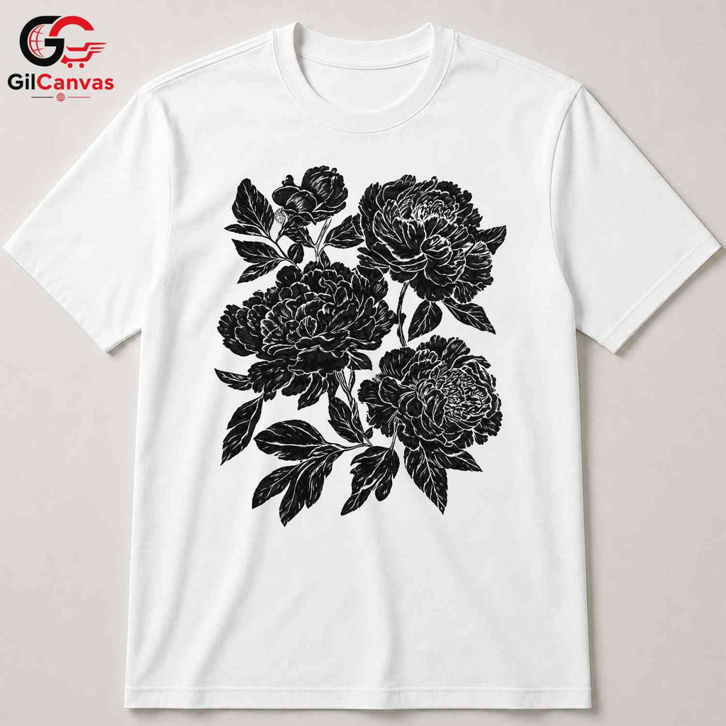 Black Floral Garden T-Shirt Unisex Fashionable Mothers Day Gift Graphic Shirt