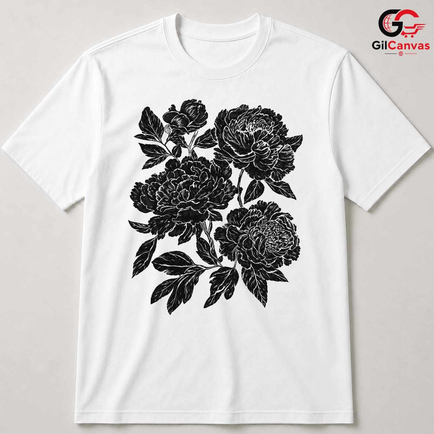 Black Floral Garden T-Shirt Unisex Fashionable Mothers Day Gift Graphic Shirt