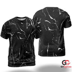 Black Marble Print 3D T-Shirt, Trendy Unisex Casual Graphic Tee Gift Everyday