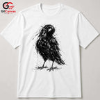 Black Raven Halloween T-Shirt Unisex Spooky Bird Design Graphic Apparel Fun Tee