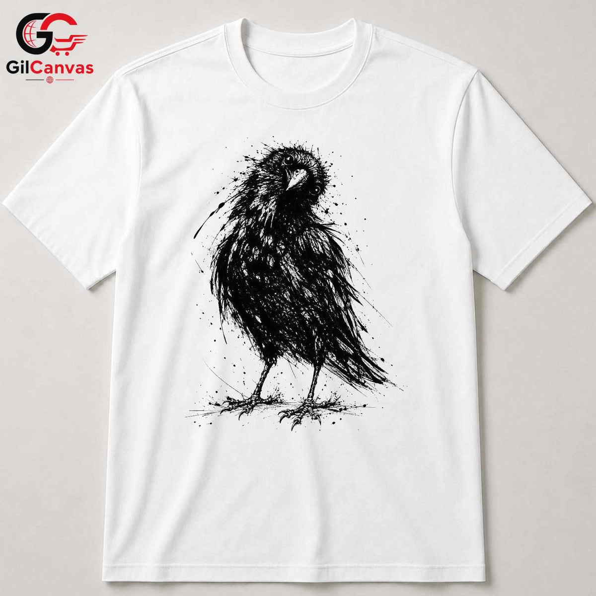 Black Raven Halloween T-Shirt Unisex Spooky Bird Design Graphic Apparel Fun Tee