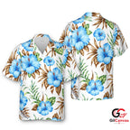 Blue Hibiscus Hawaiian Shirt For Summer Vacations Men Beachwear Apparel