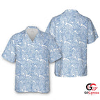Blue Ocean Wave Hawaiian Shirt For Unisex Summer Beachwear Casual Swimwear Top