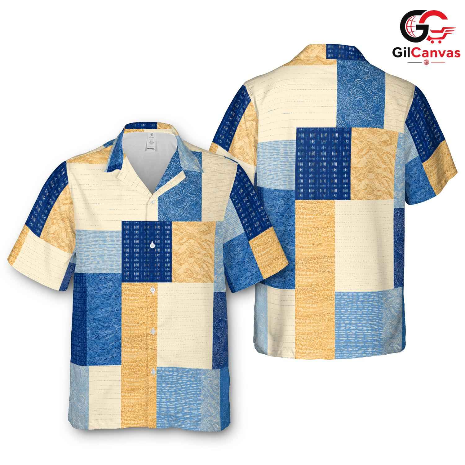 Blue Pattern Floral Shirt, Unisex Summer Vacation Beachwear Casual Apparel