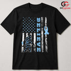 Blue Ribbon Believe Event Tee Unisex Cancer Awareness Supporter Gift Idea