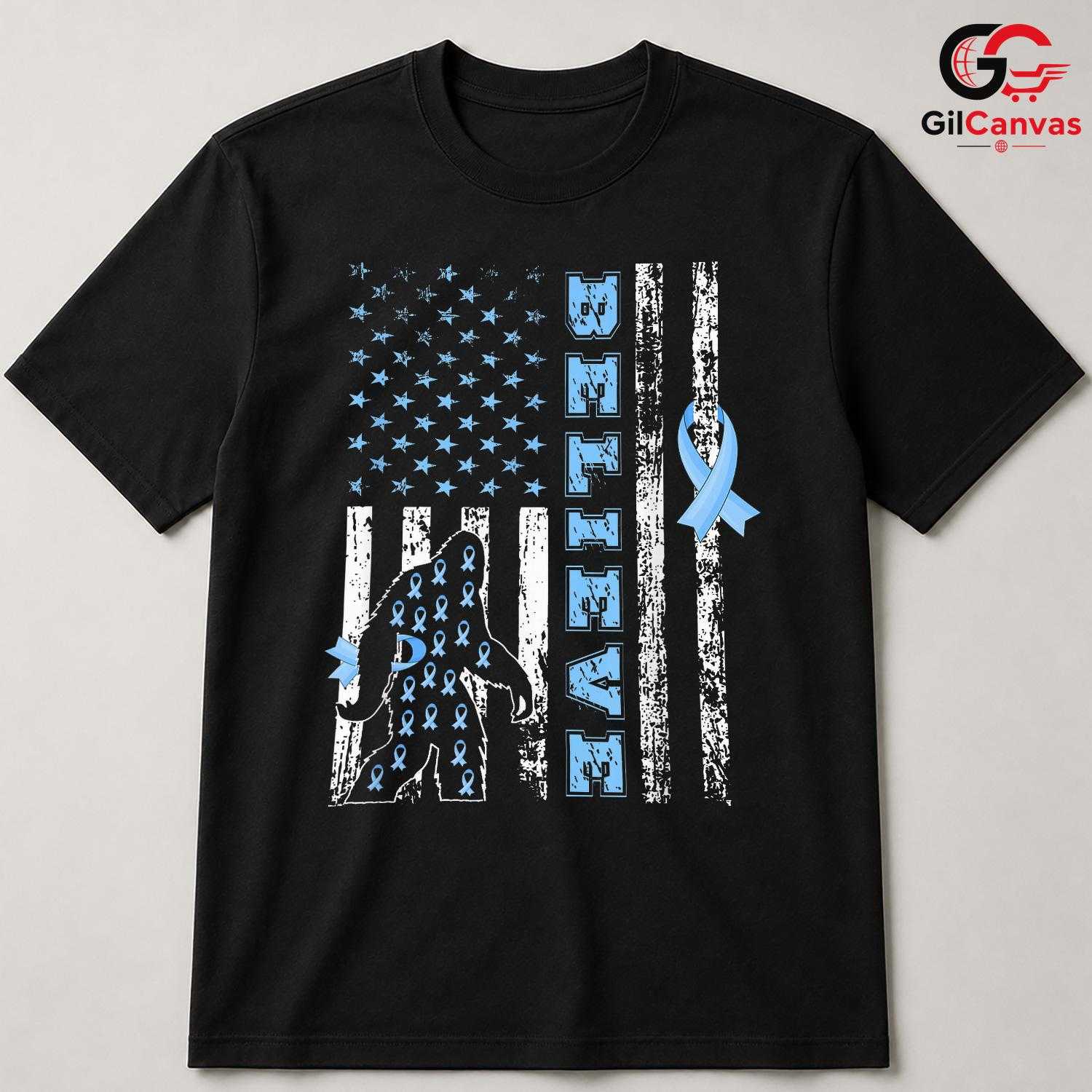 Blue Ribbon Believe Event Tee Unisex Cancer Awareness Supporter Gift Idea
