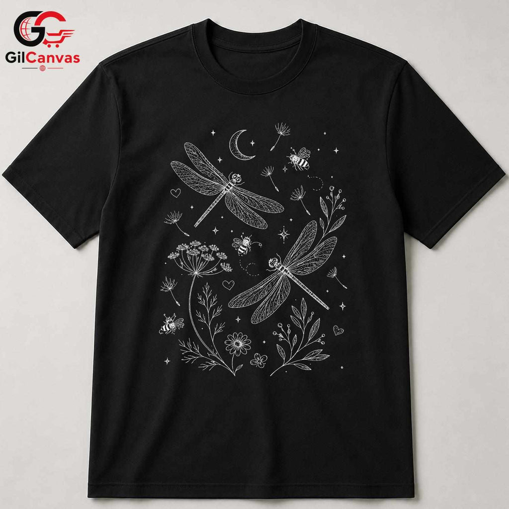 Botanical Dragonfly T-Shirt Spring Summer Nature Lover Women Men Graphic Tee