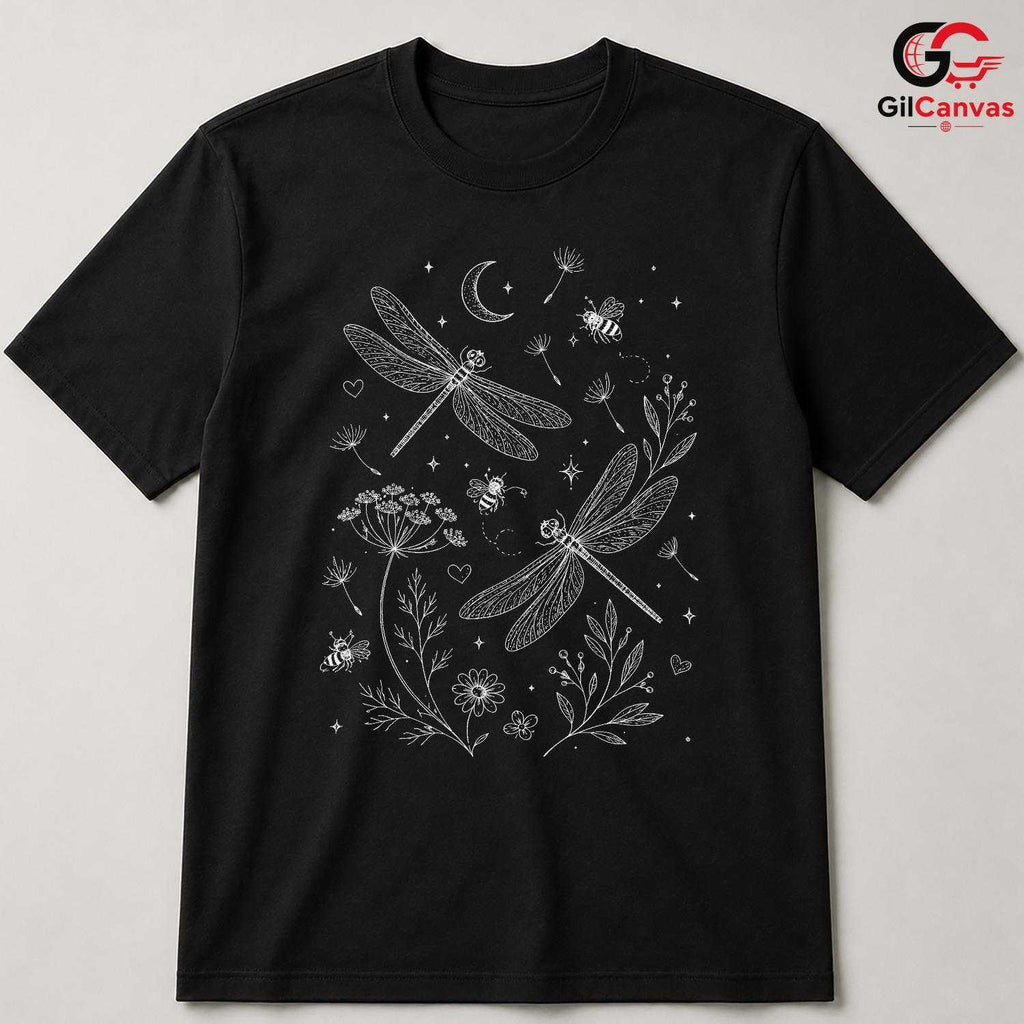 Botanical Dragonfly T-Shirt Spring Summer Nature Lover Women Men Graphic Tee