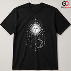 Celestial Sun Moon Stars T-Shirt Bohemian Witchy Art Unisex Graphic Apparel Tee