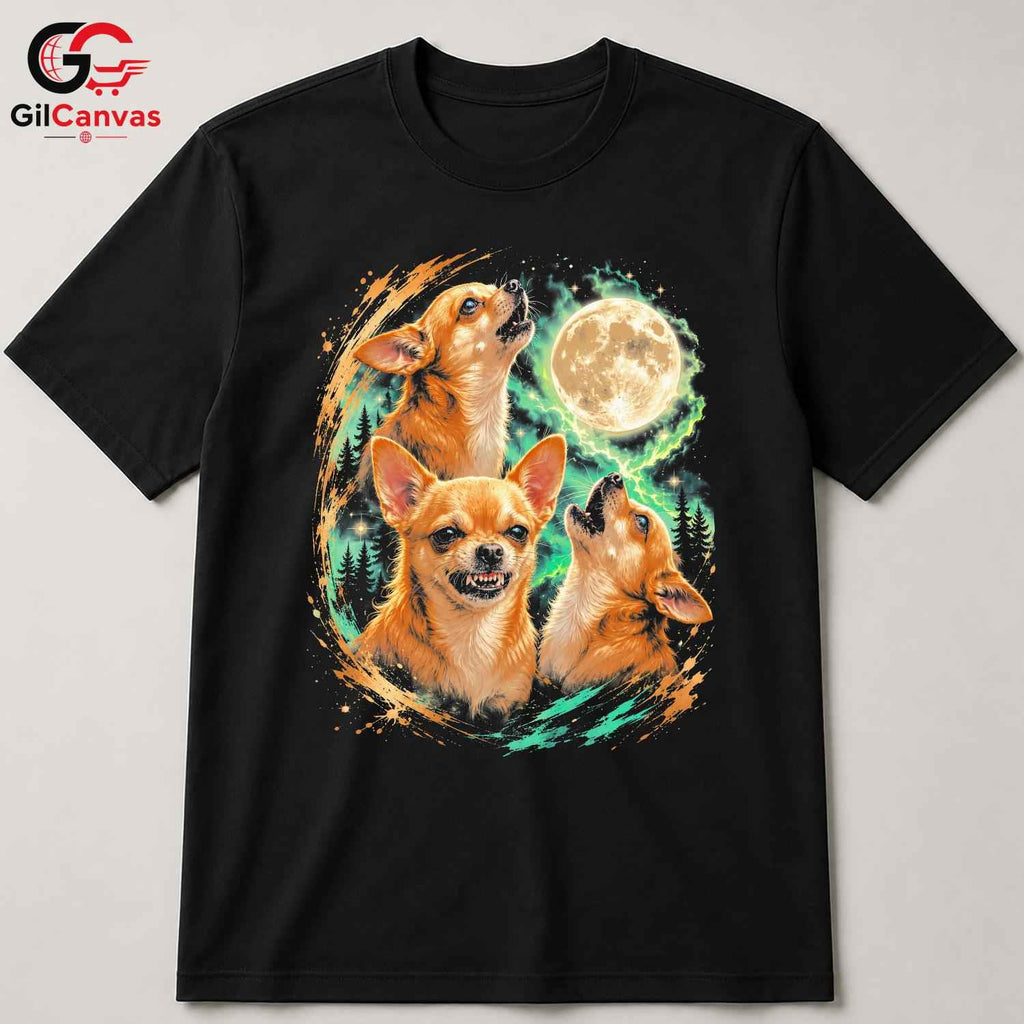 Chihuahua Howling Moon T-Shirt Unisex Unique Dog Lover Gift Perfect Graphic Shirt