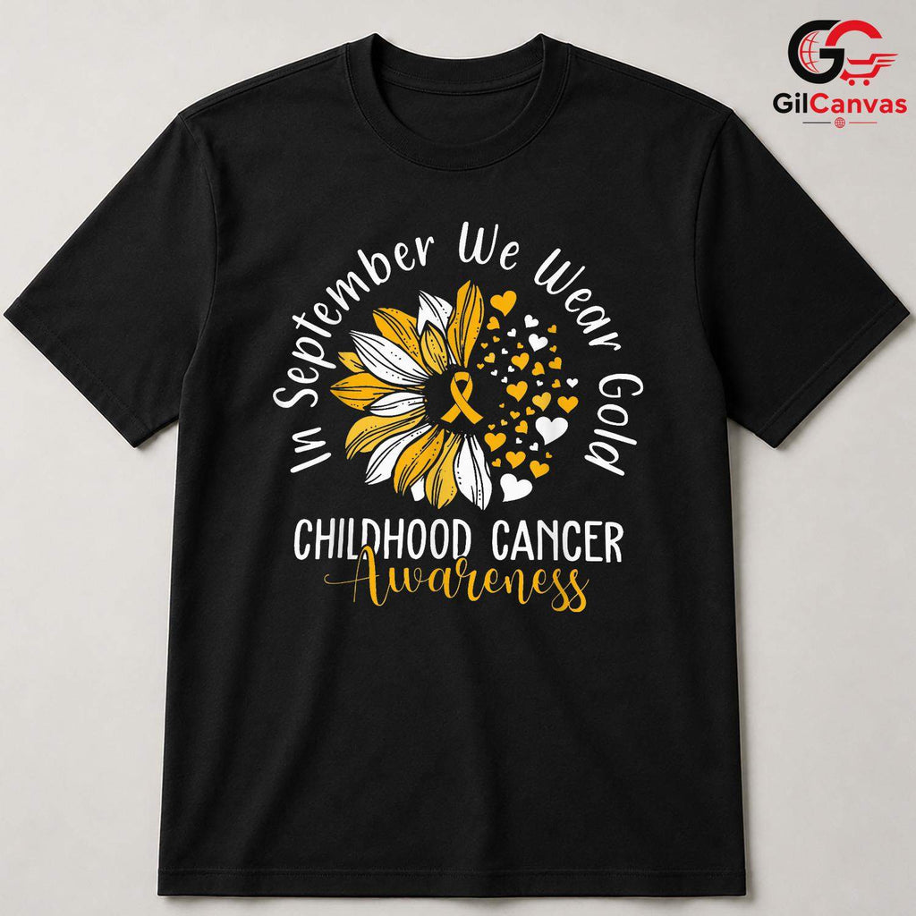 Childhood Cancer Ribbon Tee Shirt Unisex September Awareness Event Gift Kids
