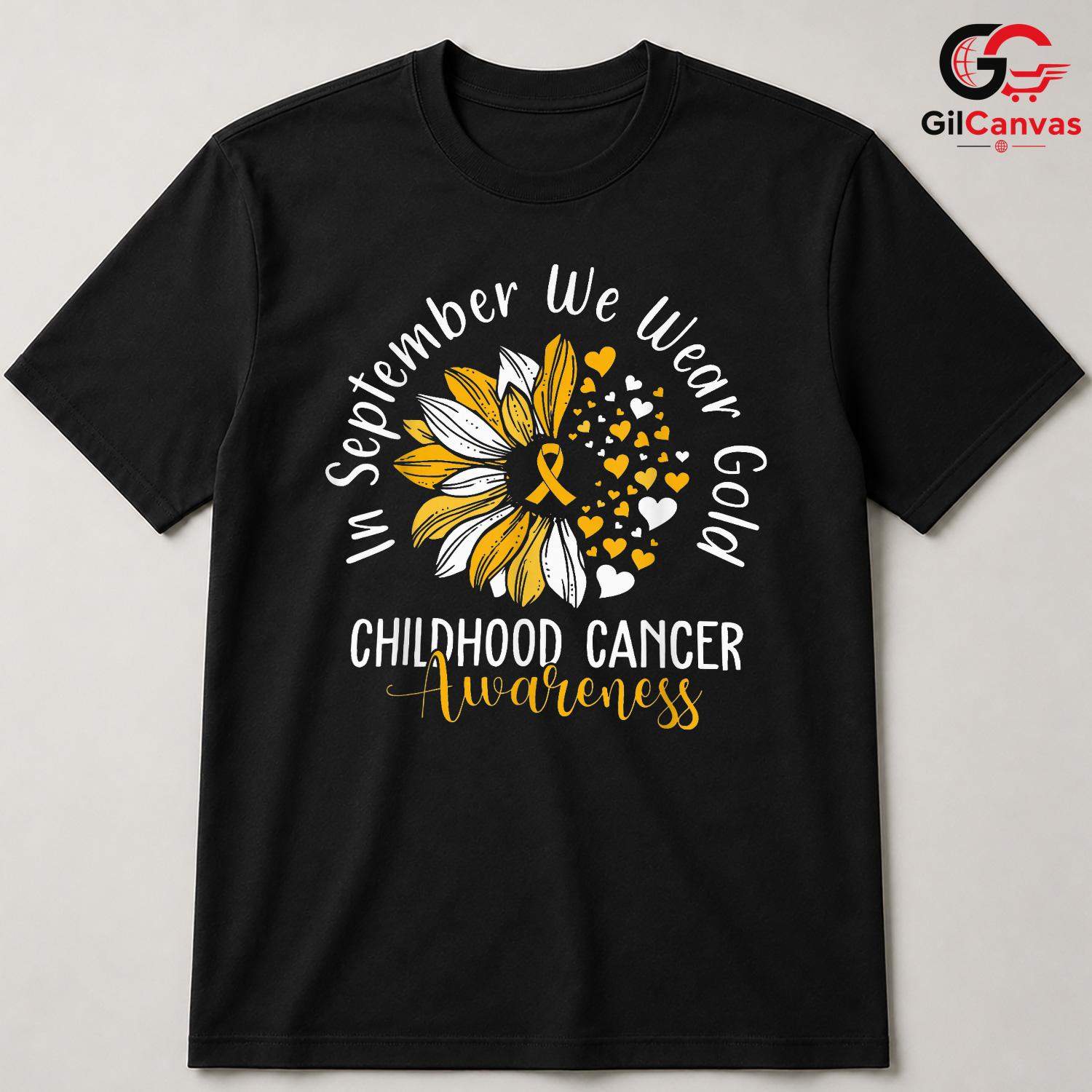 Childhood Cancer Ribbon Tee Shirt Unisex September Awareness Event Gift Kids