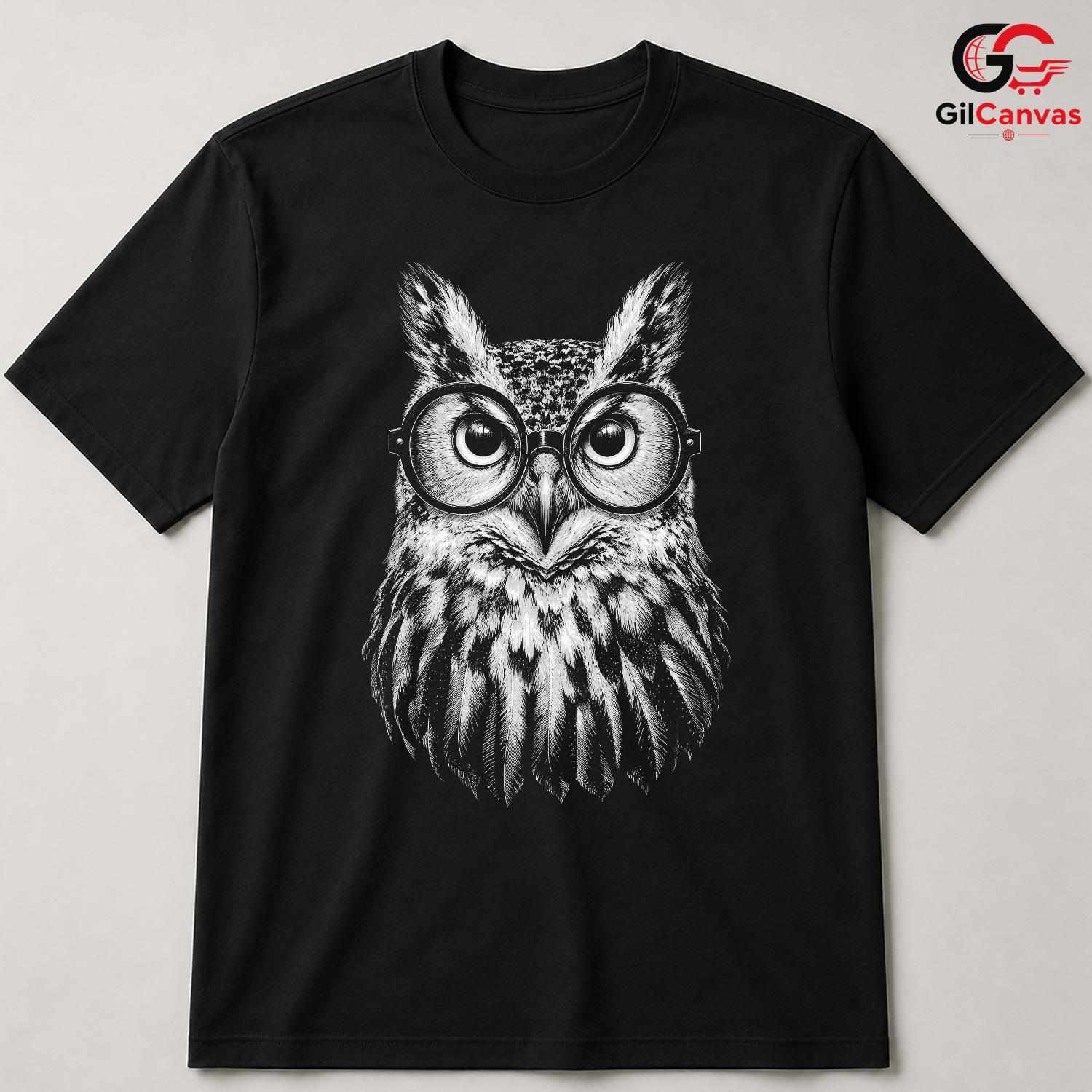 Clever Spectacled Owl T-Shirt Graduation Academic Unisex Bird Lover Gift Tee