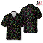 Colorful Cocktail Hawaiian Shirt, Casual Unisex Wear For Summer Beach Parties