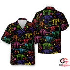 Colorful Dino Hawaiian Shirt For Summer Fun Perfect Kids Trendy Apparel