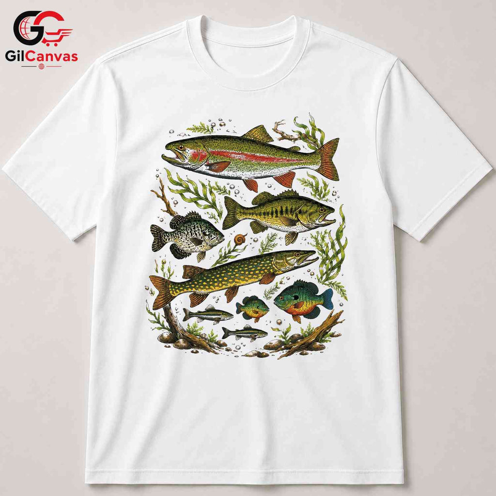 Colorful Fish Outdoor T-Shirt Unisex Fishing Activity Perfect Angler Graphic Apparel