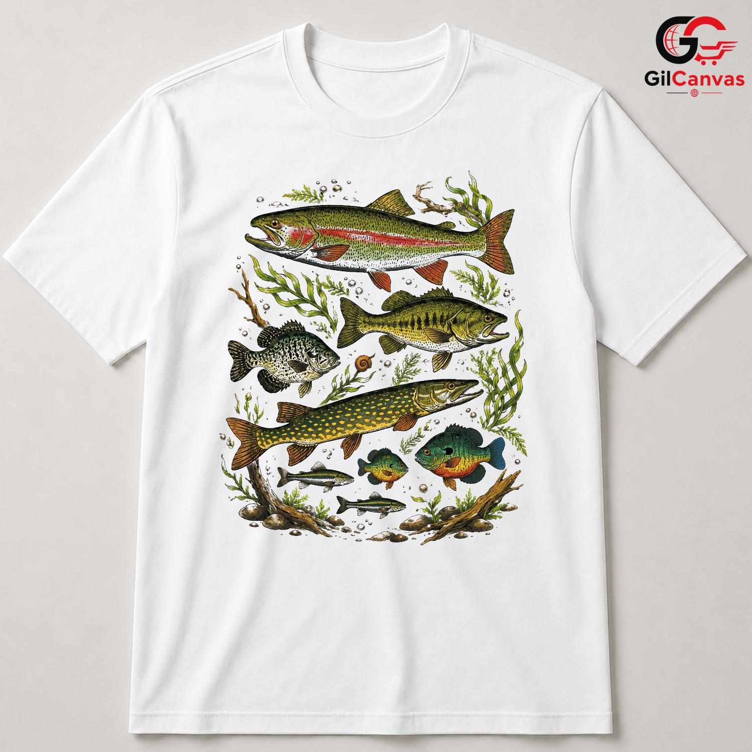Colorful Fish Outdoor T-Shirt Unisex Fishing Activity Perfect Angler Graphic Apparel