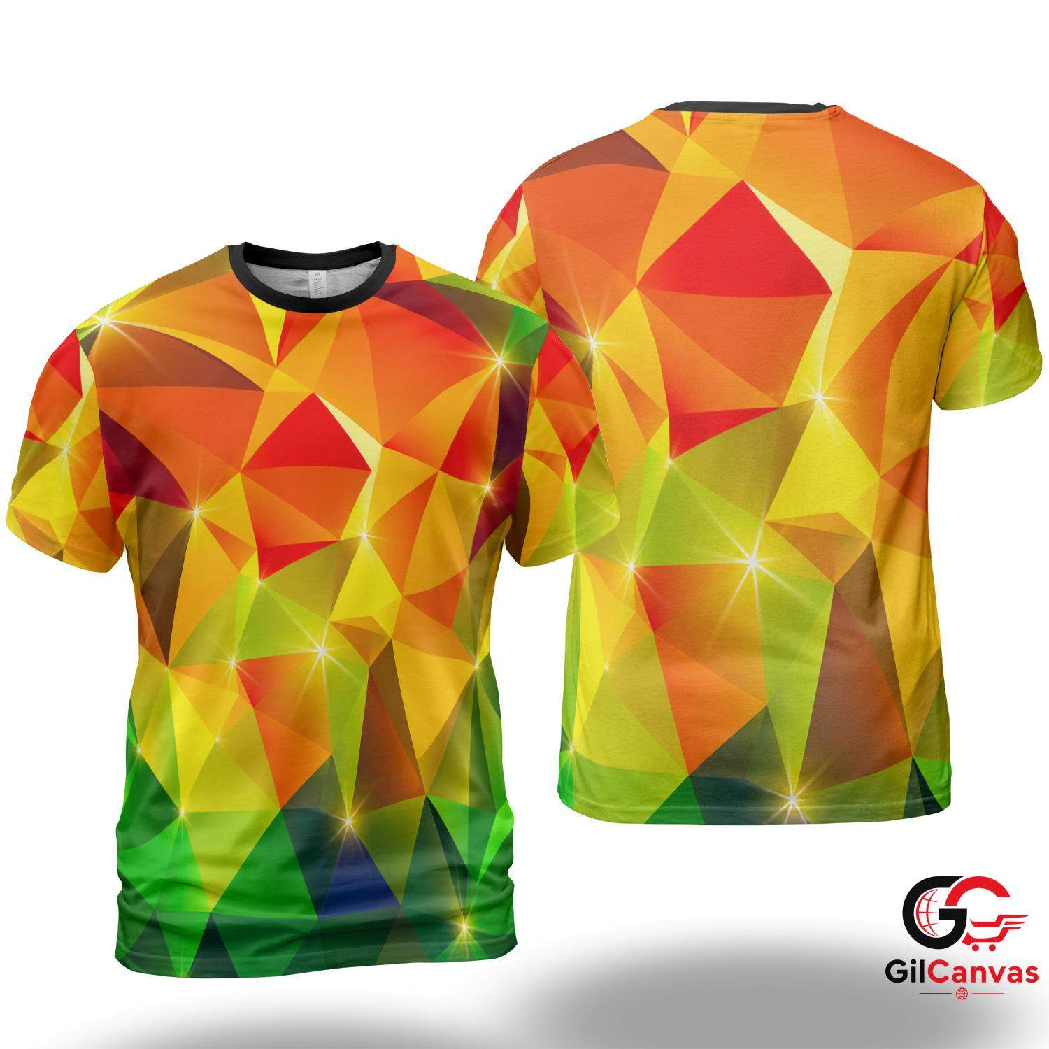 Colorful Geometric 3D T-Shirt, Stylish Unisex Summer Graphic Tee Casual Wear