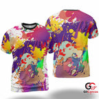 Colorful Paint Splash 3D T-Shirt, Trendy Unisex Artistic Graphic Tee For Party Wear