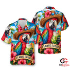 Colorful Parrot Hawaiian Shirt For Summer Parties Men Tropical Floral Vibe