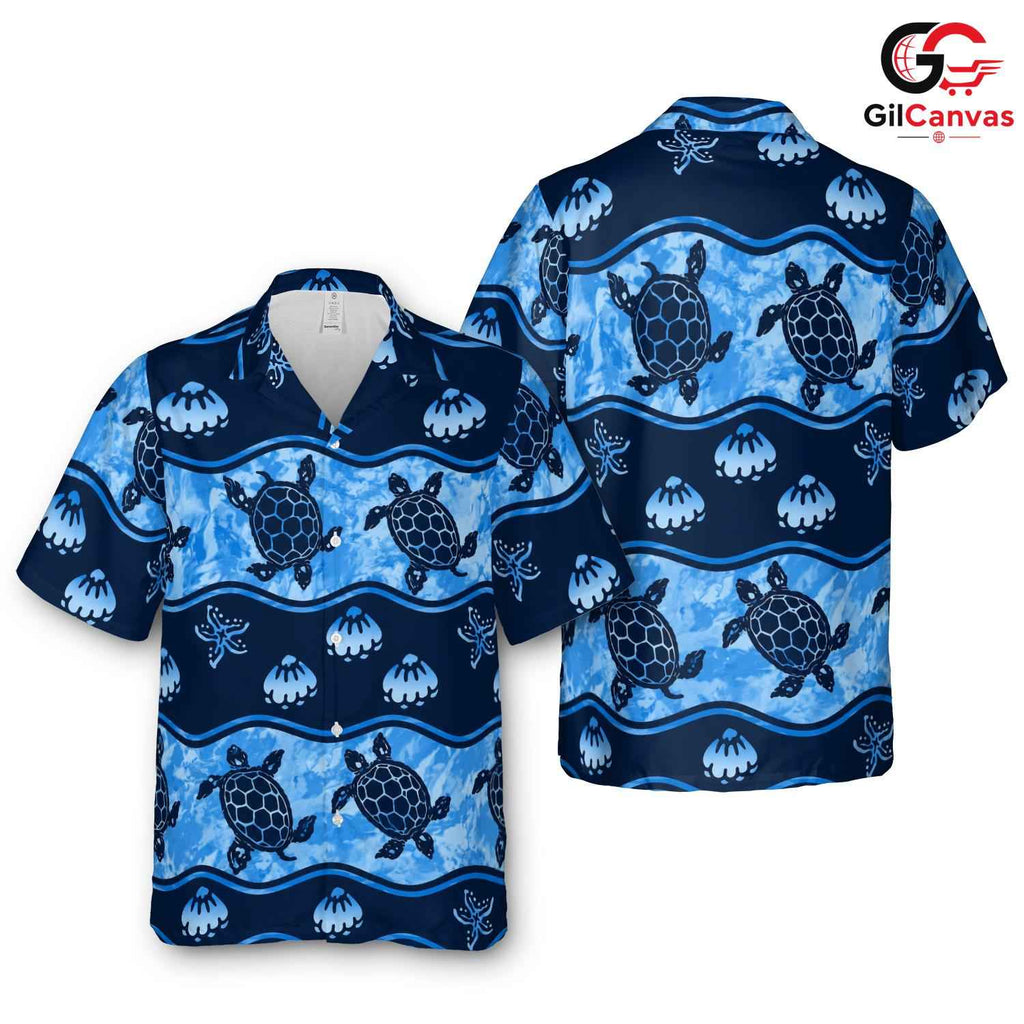 Colorful Sea Turtle Beach Shirt, Unisex Summer Wear For Tropical Vacations